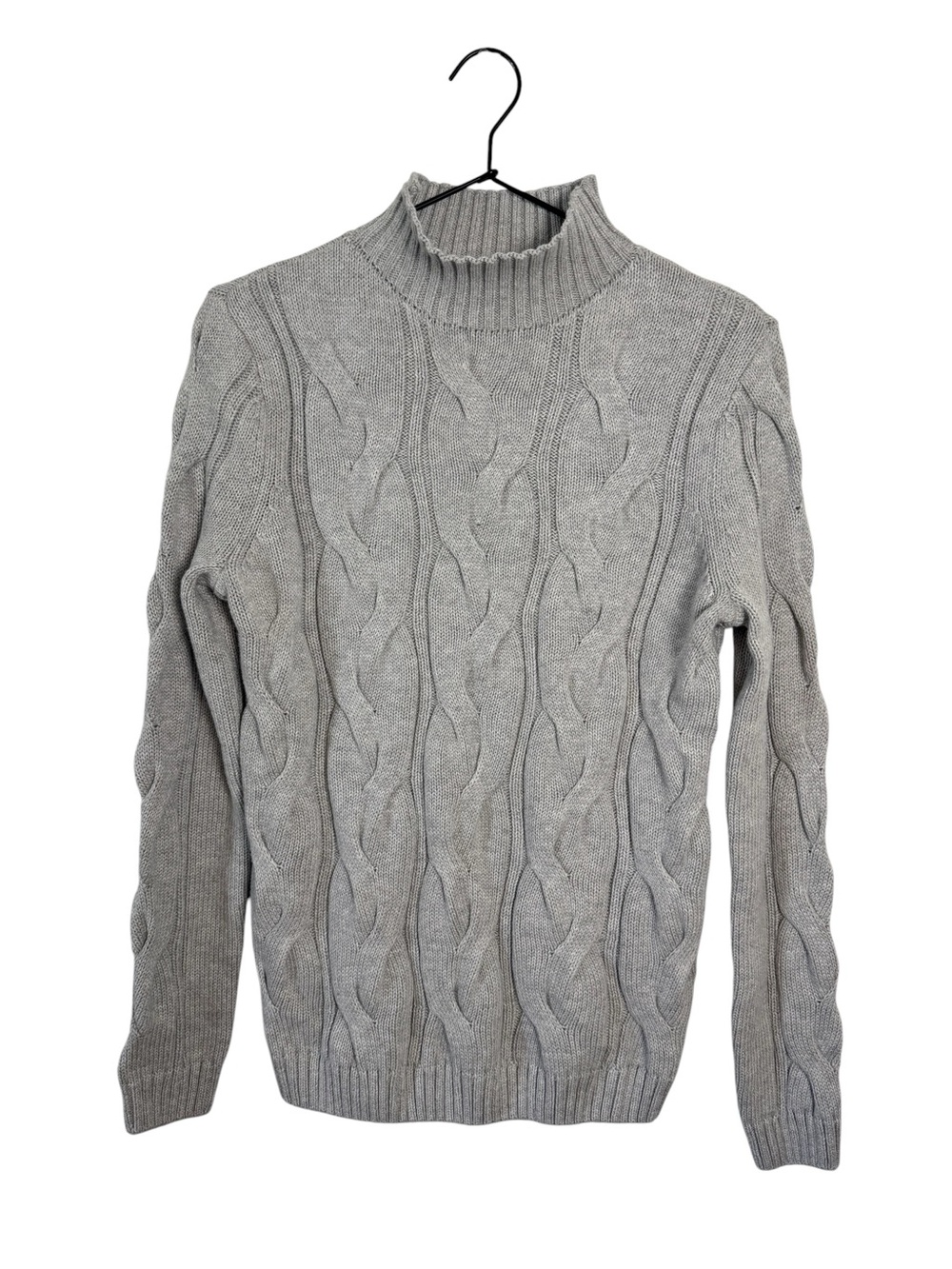 NWT Hope & Henry Gray Organic Cotton Mock Neck Cable Knit Sweater